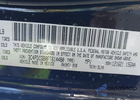 2015 Dodge Journey Crossroad из США, поврежденный, VIN 3C4PDCGB8FT614480